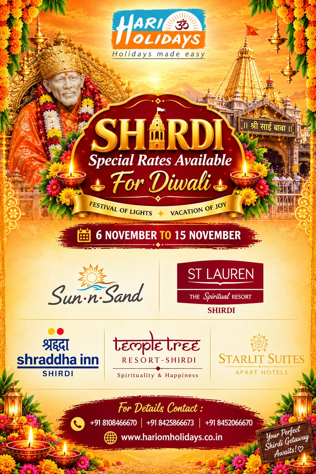 Shirdi Special Rates Available For Diwali